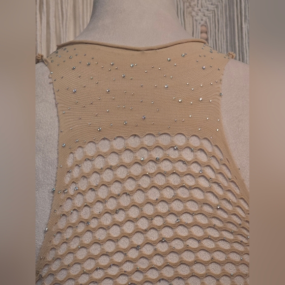 Halter Fishnet Rhinestone Crop Top - Picture 7 of 8